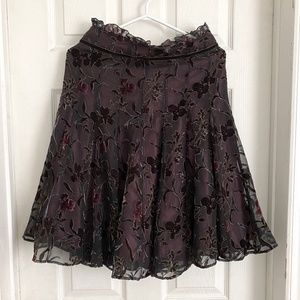 Fairytale Shimmer Floral Skirt with Black Tulle and Rose Wine Satin Sz S